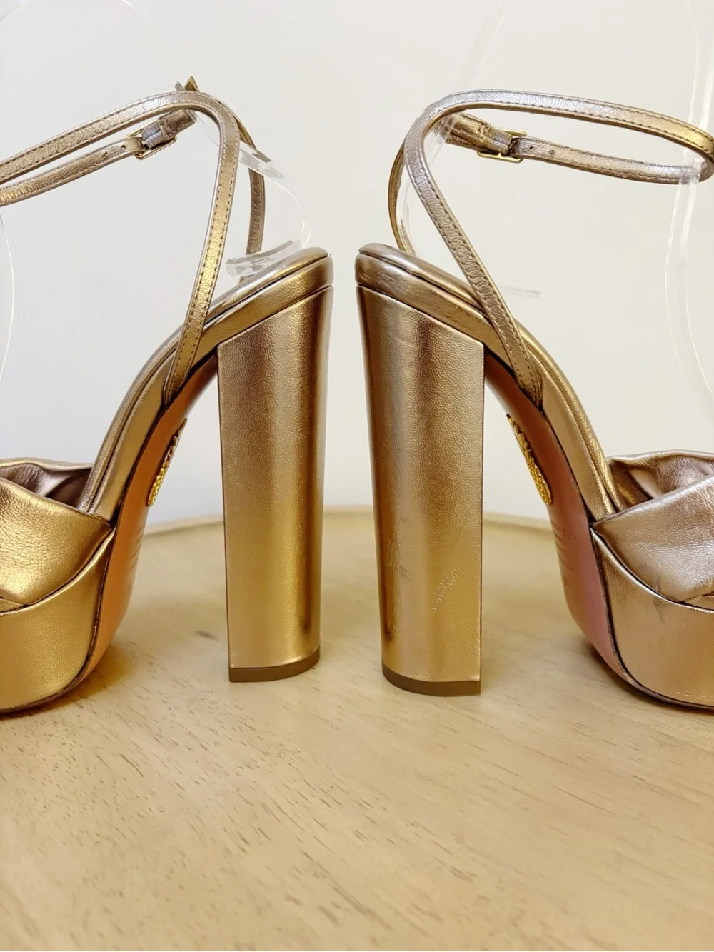 New Aquazzura Olie Plateau 140 Knotted Platform Heels
